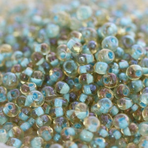 NEW!!! 30g 3.4mm Light Topaz AB / Seafoam lined Toho Drop Beads - 30grams, fringe beads, tear drops, Toho 952