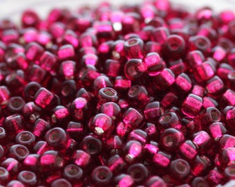 NEW!!! 30g 6/0 Dark Rose / Silver Lined Dyed Miyuki Seed Beads - 30grams - spectacular color, Miyuki 1342