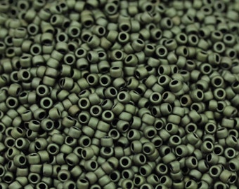 20grams 15/0 Matte Dark Olive Toho Seed Beads - fancy glass beads. superior quality, micro seed beads, Toho 617