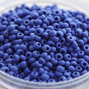 70g 6/0 Matte Navy Blue Czech Seed Beads, loose 70grams (6/20&quot;) , frosted finish, summery beads, ceramic blue seed beads