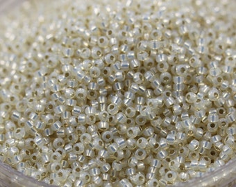 20g 11/0 Milky Cream / Silver Lined Miyuki Seed Beads - 20grams, superior quality, Miyuki 577