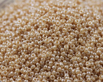 20g 11/0 Pearl Antique Bone Miyuki Seed Beads - 20grams - spectacular dark beige beads with amazing pearl sheen, Miyuki 493L