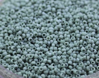 20g 11/0 Frosted Celadon Ceramic Matsuno seed beads - 20grams, frosted seed beads, beach style beads, ceramic looking beads