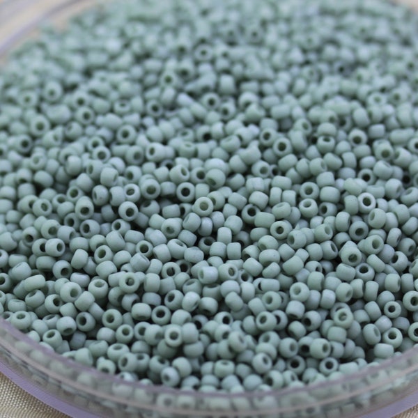 20g 11/0 Frosted Celadon Matsuno seed beads - 20grams, frosted seed beads, beach style beads, ceramic looking beads