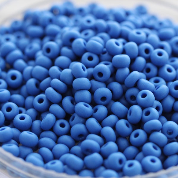 NEW!!! 70g 6/0 Matte Periwinkle Blue Czech Seed Beads, 70g ( 6/20") , frosted finish, summery beads, ceramic blue seed beads