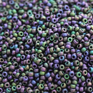 NEW!!! 20g 11/0 Matte Metallic Purple-Green Iris Miyuki Seed Beads - spectacular color, frosted metallic iris beads, Miyuki 2061