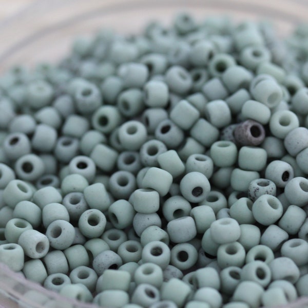 NEW! 30g 6/0 Frosted Celadon Matsuno Seed Beads - 30grams - spectacular color... frosted ceramic look