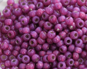 30g 6/0 Duracoat Fuchsia / Silver Lined Miyuki Seed Beads - 30grams - spectacular color, Miyuki 4247
