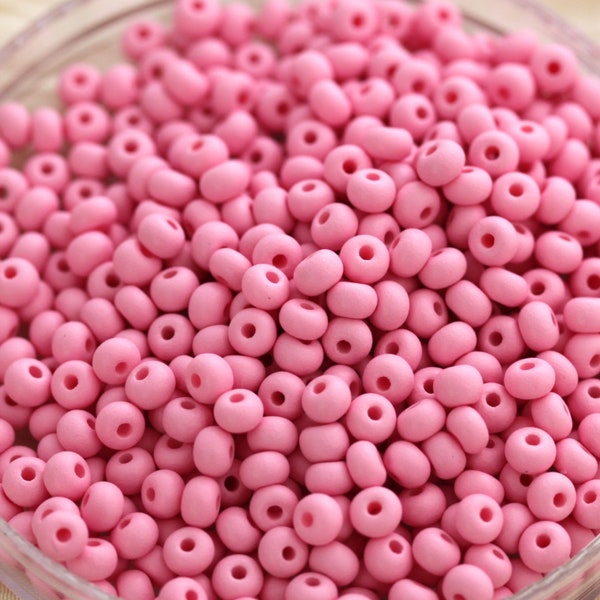 NEW!!! 30g 6/0 PermaLux Matte Light Pink  Dyed Czech seed beads - 30 grams, frosted finish, amazing rich color