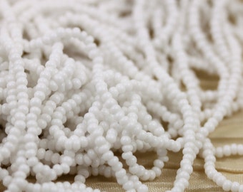 11/0 White Czech seed beads - 1 hank- 12/20", staple seed beads