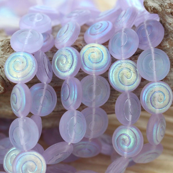 10pcs 13mm Matte Alexandrite AB Spiral Shell / Snail Czech Glass Beads