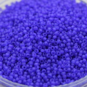 20g 11/0 Matte Transparent Cobalt Matsuno seed beads - 20grams, rich blue color, ocean surf beads, beached glass style