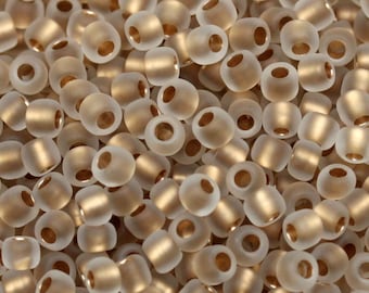 30g 6/0 Matte Crystal / Gold Lined TOHO Seed Beads - 30grams - spectacular color... Toho 989FM