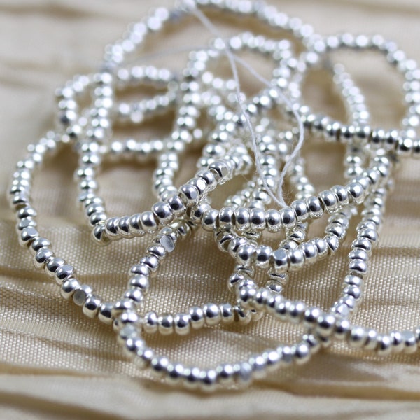 NEW! RARE! 1 strand  19" 11/0 Sterling Silver Plated Charlotte Czech Seed Beads, superior quality, real silver beads