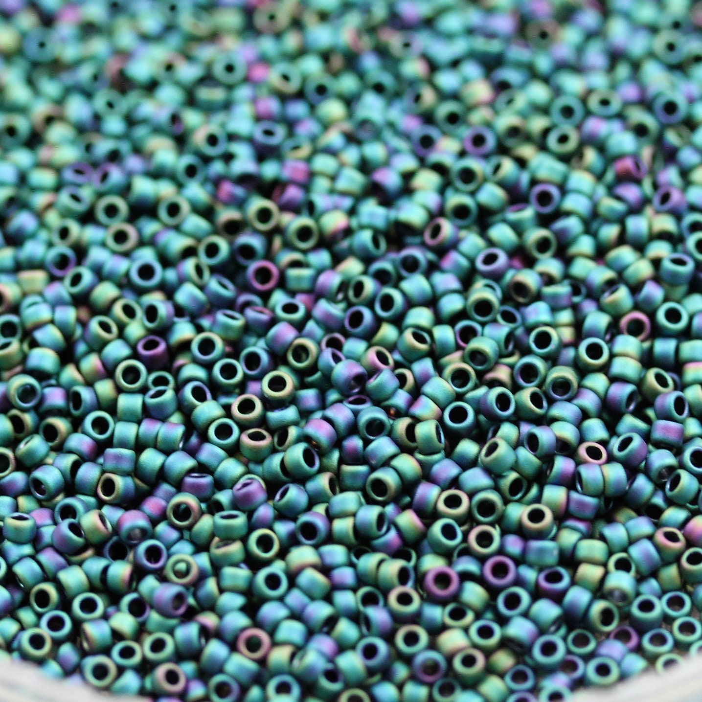 Toho CUBE Seed Beads 4mm MATTE IRIS TEAL 2.5 Tube