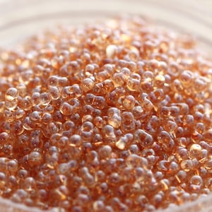 Discontinued! 25g 2x4mm Champagne Gold Luster Peanut Japanese Glass Beads, peanut beads, berry beads, Matsuno beads