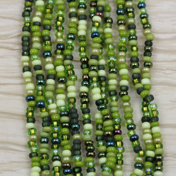 70g 6/0 Enchanted Forest Mega Mix Czech Seed Beads - loose, 70grams ~ 6/20" hank, nature green beads