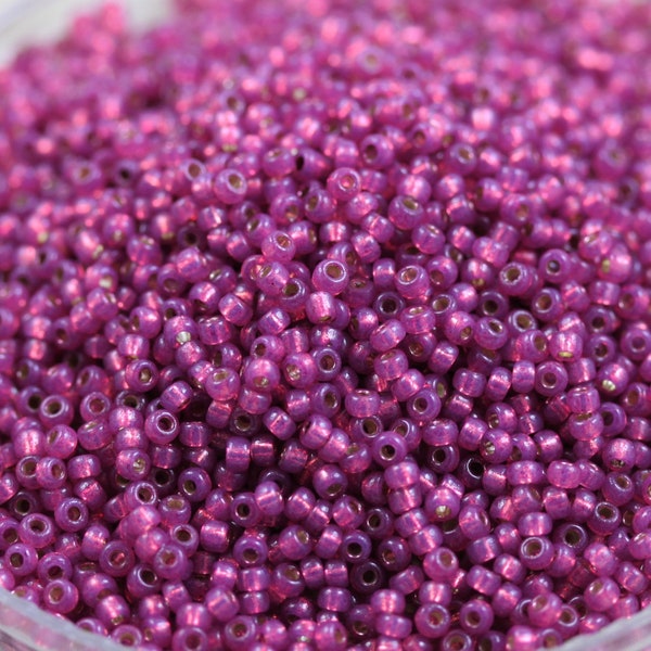 20g 11/0 Duracoat Fuchsia (Peony Pink) / Silver Lined Miyuki Seed Beads - 20grams, superior quality, color 4247