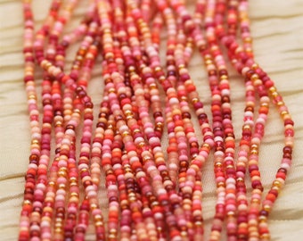 11/0 Peach Parfait Mega Mix Czech seed beads - 1 hank- 12/20", summer beads, tropical blooom colors