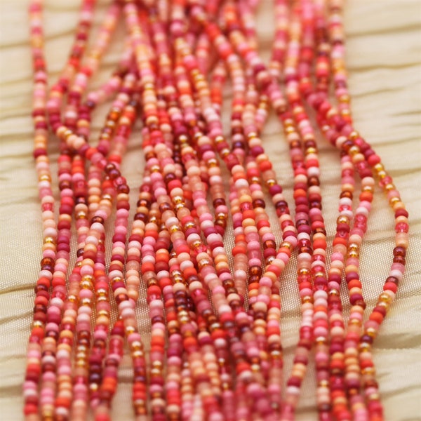 11/0 Peach Parfait Mega Mix Czech seed beads - 1 hank- 12/20", summer beads, tropical blooom colors
