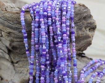 8/0 Purple Rain Mega Mix Czech Seed Beads - 6/20", fabulous mix of lavender and purple colors with silver lined sparkles