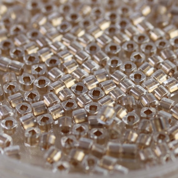 Discontinued! 30g 3mm Crystal Gold Lined Cubes Toho Seed Beads - 30 grams, superior quality, Toho 989