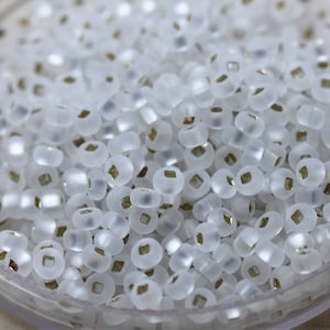 70g 6/0 Matte Crystal / Silver Lined Czech Seed Beads, 70grams, frosted finish, fabulous firefly effect, rich color