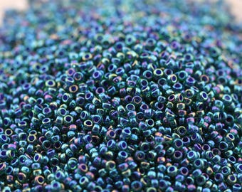NIEUW!!! 20 g 15/0 Aqua AB / paars gevoerde Miyuki-rocailles, microrocailles, Miyuki 2242
