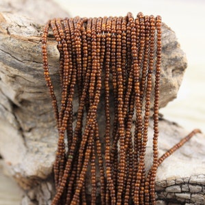 11/0 Orange Picasso Czech seed beads - 12/20&quot; hank, Picasso seed beads, natural beads, rustic beads