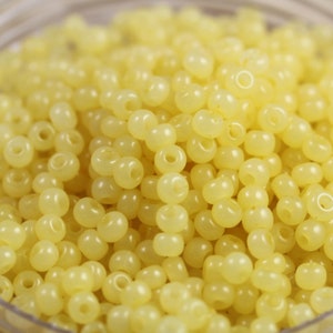 70g 6/0 Opal Yellow SolGel Czech Seed Beads - 70grams - opalite beads, translucent style, summer beads, tropical flowers beads