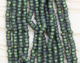 RARE 70g 6/0 Matte Dark Olive / Silver Lined Czech Seed Beads, 70grams, frosted finish, fabulous firefly effect, rich color...