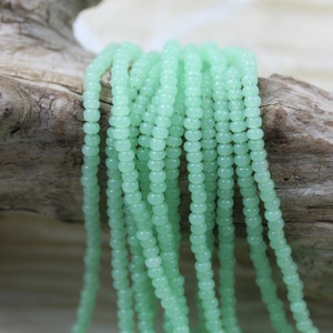 8/0 Opal Light Jade SolGel Czech Seed Beads - 6/20", FABULOUS summer ocean color, peaceful green color