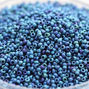 NEW!!! 20g 11/0 Matte Metallic Peacock Iris Miyuki Seed Beads - spectacular color, frosted metallic iris beads, Miyuki 2070