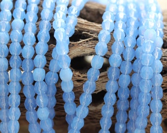 NEW!!! 100pcs 4mm Light Blue Opal Faceted Round Fire Polished Czech Glass Beads, fabulous faceted beads, ocean  beads