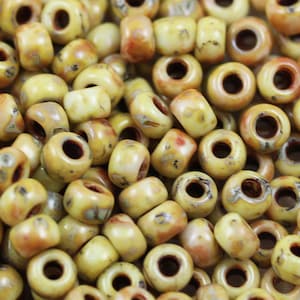 6/0 Canary Yellow Picasso Miyuki Seed Beads - 30grams - spectacular color, Picasso finish, fab look...