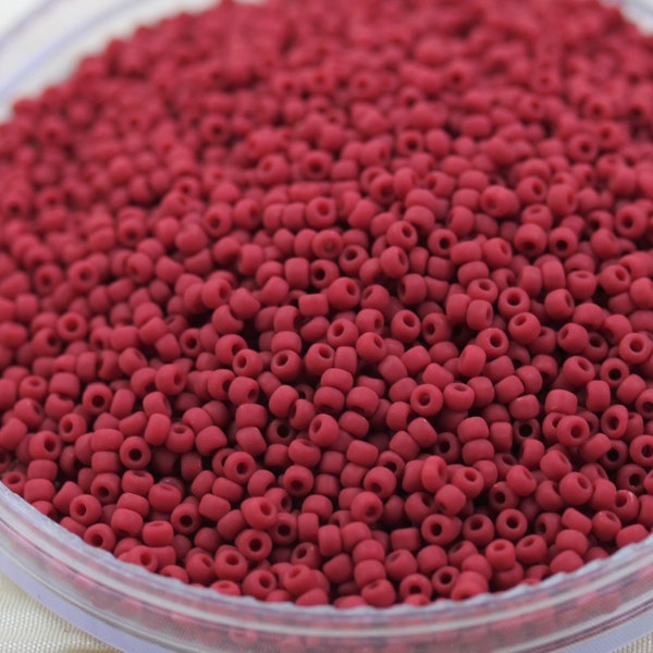 20g 11/0 Matte Dark Red Matsuno Seed Beads - 20grams - spectacular, matte rich red color, ceramic look