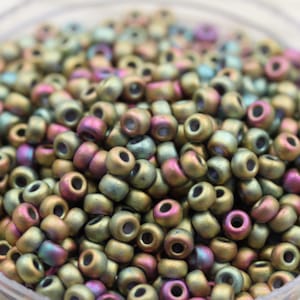 30g 6/0 Matte Metallic Khaki Iris Miyuki Seed Beads - 30grams - spectacular color, frosted metallic iris beads, Miyuki 2035