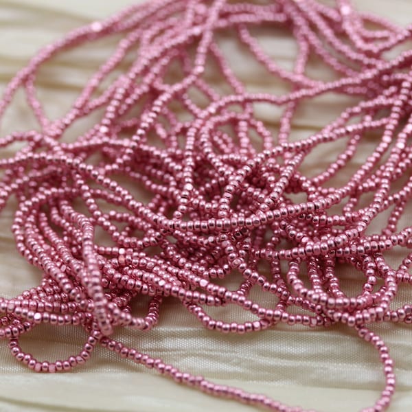 BACK!!! RARE! 13/0 Metallic Pink Terra Color Charlotte Czech Seed Beads - 12/12", superior quality, micro seed beads, non-fading color