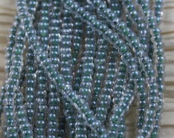 LAST! Loose 70g 6/0 Crystal / Olive Color Lined Czech Seed Beads, 70 grams (6/20" hank(), fabulous firefly effect, rich color...