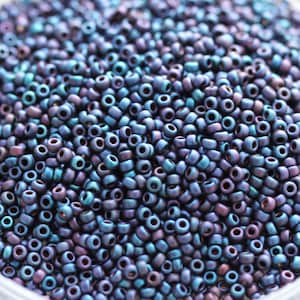 NEW!!! 20g 11/0 Matte Metallic Blueberry Iris Miyuki Seed Beads - spectacular color, frosted metallic iris beads, Miyuki 2017