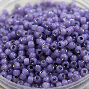 6/0 Milky Lavender / Silver Lined TOHO Seed Beads - 30grams - spectacular color, Toho 2124