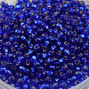 NEW!!! 70g 6/0 Capri Blue / Silver Lined Czech Seed Beads, 70grams, fabulous firefly effect, sophisticated blue color