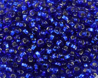 NEW!!! 70g 6/0 Capri Blue / Silver Lined Czech Seed Beads, 70grams, fabulous firefly effect, sophisticated blue color