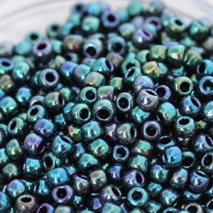 NEW!!! Sale! 30g 6/0 Higher Metallic Dark June Bug TOHO Seed Beads - spectacular color, Toho 506Dark