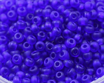 70g 6/0 Matte Cobalt Czech Seed Beads, loose beads, frosted finish, fabulous beached glass effect, rich color...