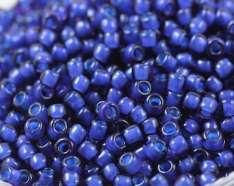 30g 6/0 Amethyst / Montana Blue Lined Matsuno Seed Beads - 30grams - spectacular color...