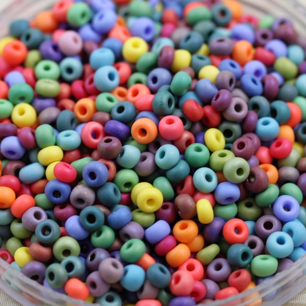 70g 6/0 Matte Opaque AB Blooming Meadows Mega Mix Czech seed beads - 70 grams , matte ceramic beads, rainbow beads