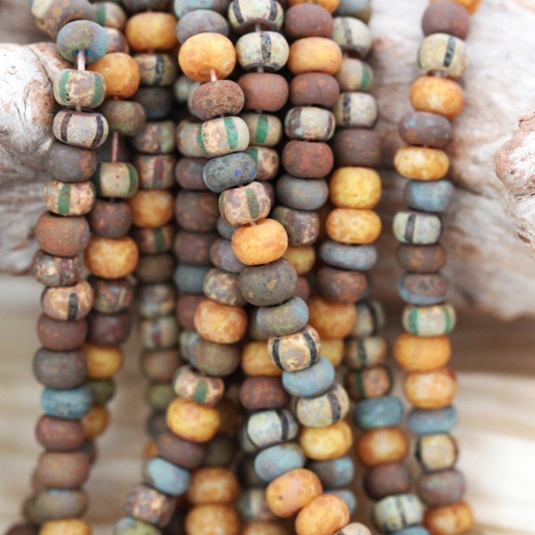 NEW!!! Exclusive!!! 4/0 Aged Rustic Desert Striped Picasso Mega Mix Czech Seed Beads - 1 strand - 20" long, fabulous unique mix!!!