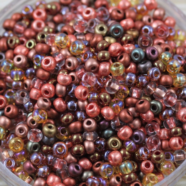 70g 6/0 Fancy Copper Mega Mix Czech seed beads, loose beads, fancy coppery posh mix