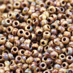 8/0 Beige Latte Picasso Miyuki Seed Beads - 20grams - spectacular colors...